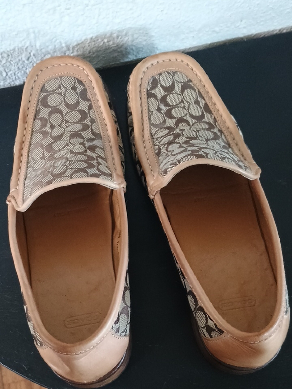 Coach Signature Canvas Loafers in Tan and Brown
